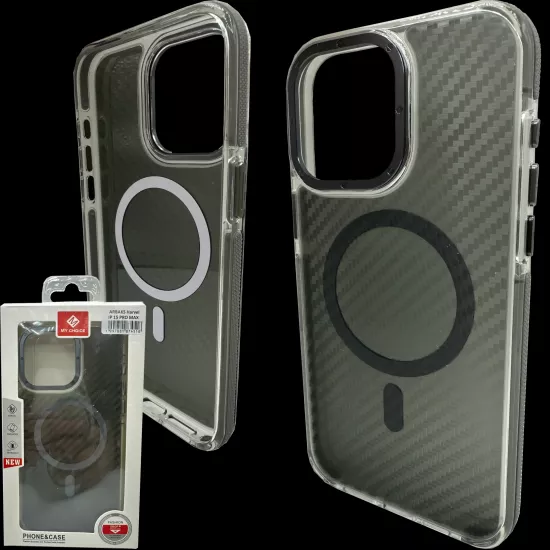 iPhone 15 Pro Max – Kutulu Karbon Fiber MagSafe Uyumlu Kılıfı Wireless Şarj Özellikli