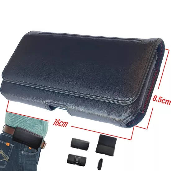 Bele Takılan Kapaklı Mıknatıslı Suni Deri Telefon Kemer Kılıfı (16 x 8.5 cm) MSK01