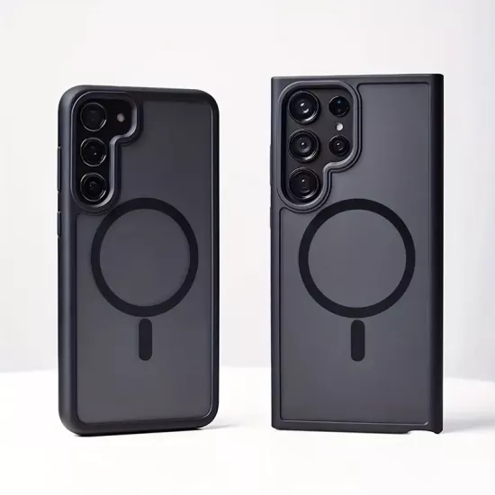 Galaxy S23 Plus – Kılıf Metal Tuşlu Sert PC Arka Yüzey Wireless Şarj Özellikli Flet Magsafe Kılıf