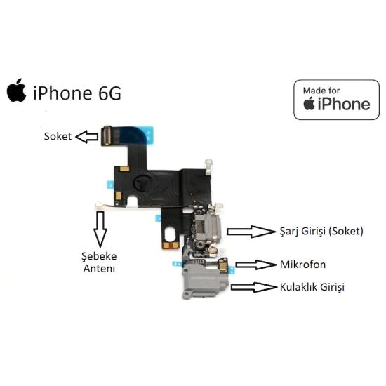 Apple iphone 6G Kulaklık Mikrofon Şarj Soket Filmi Full Bord