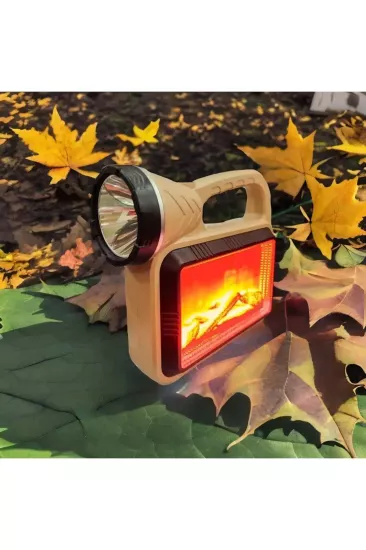 Güneş Enerjili ŞÖMİNELİ Çok Fonksiyonlu Çift Işık Kaynağı USB Şarjlı SOLAR EL FENERİ KA-796