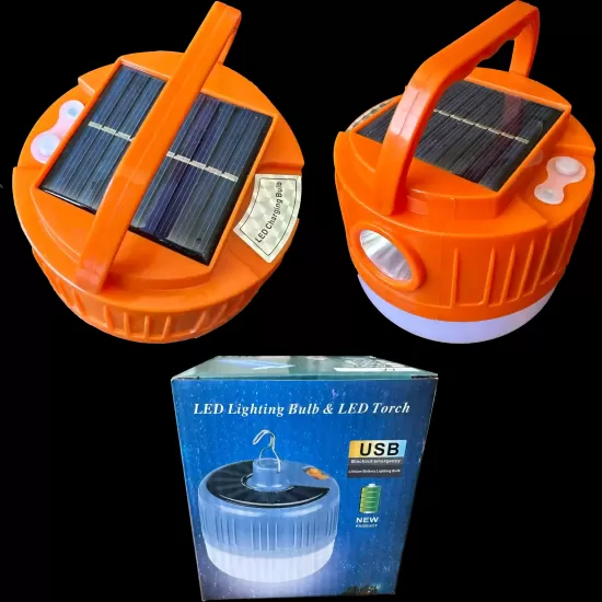 Kamp Lambası Solar Güneş Enerjili Ampül Led Şarjlı El Feneri Powerbank