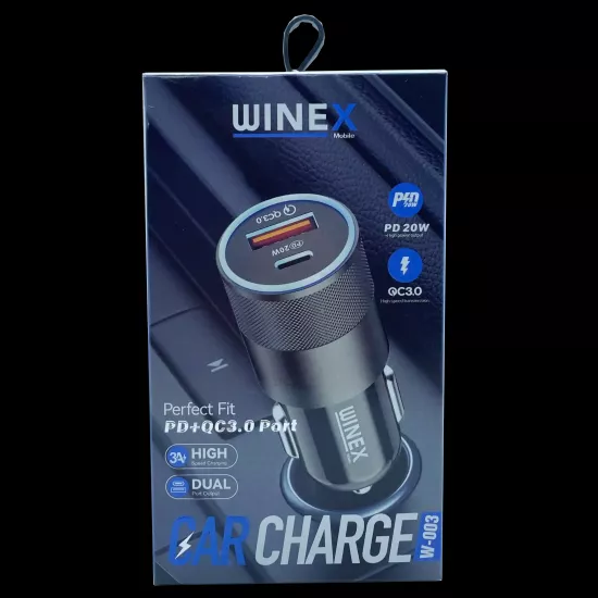 PD 20W + QC3.0 USB Hızlı Araç Şarj Başlığı WINEX W-003