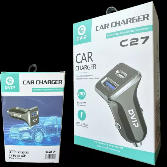 DVIP C27 Araç Şarj Cihazı PD18W + USB Hızlı Şarj (Çift Çıkışlı)