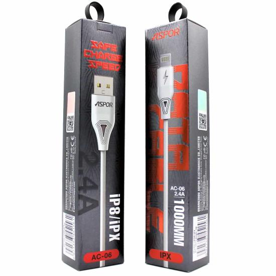 İphone 2.4A 1 Metre Usb Şarj Kablosu Aspor AC-06