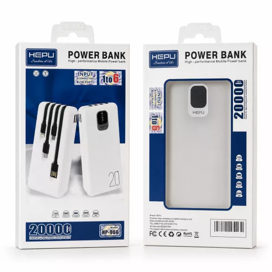 HEPU HP-966 20.000 mAh 4 Kablolu Dijital Göstergeli Powerbank