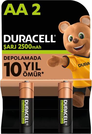 Duracell Şarj Edilebilir AA Kalem Pil (2’li Paket), 2500 mAh NiMH