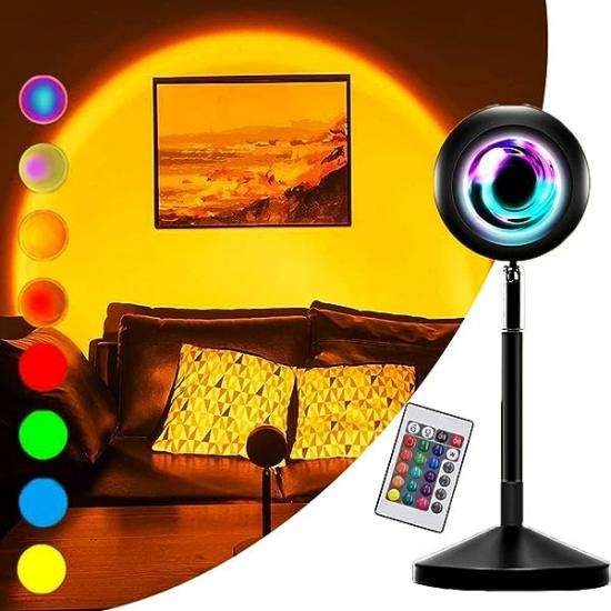 Rgb 16 renkler Sunset lamba 24 klavye uzaktan kumanda projektör