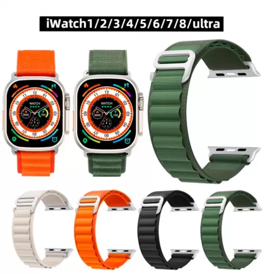 Turuncu - Apple Watch 42mm 44mm 45mm 49mm Se Ultra Uyumlu Kumaş Kordon