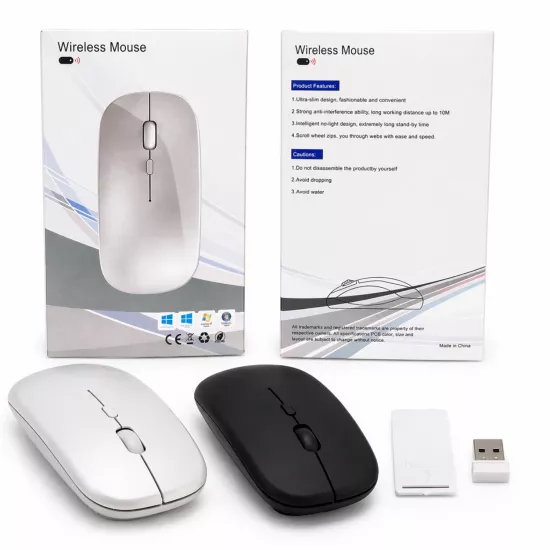 ️ Kablosuz Sessiz Mouse – Slim Tasarım USB Alıcılı (Beyaz)