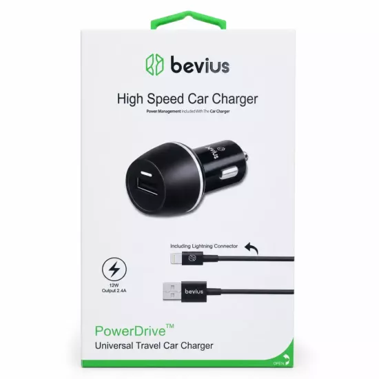 Lightning Siyah 12W Kablolu Araç Şarj Cihazı BVS-AU511