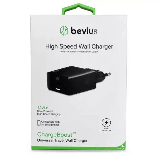 Siyah 12W Işıklı Duvar Şarj Cihazı BVS-CH401