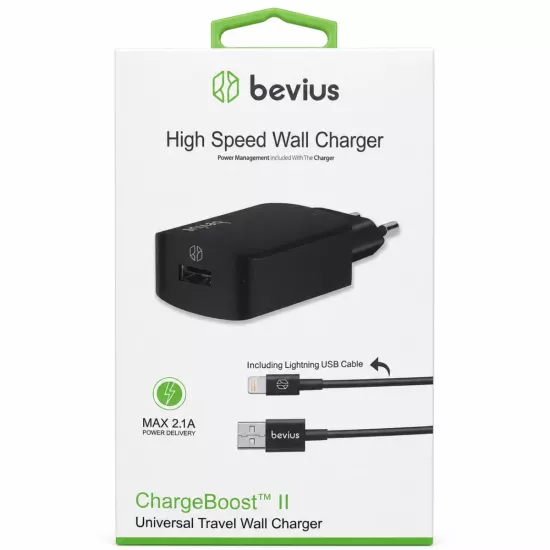Lightning Siyah 10W Kablolu Duvar Şarj Cihazı BVS-CH416
