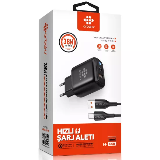 38W USB + PD  TYPE-C Şarj Seti Arbaks Arb-014