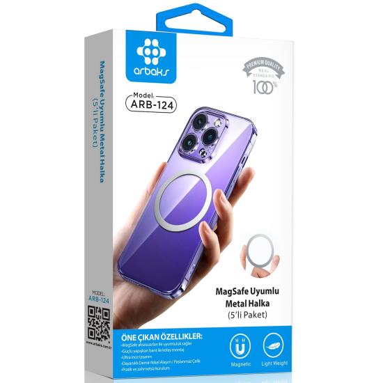 Paslanmaz Çelik 5’li Paket MagSafe Metal Ring Set Arbaks Arb-124