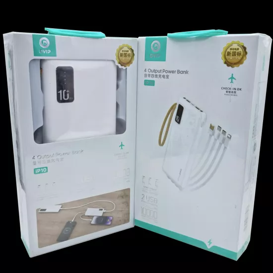 4 Port 10.000 mAh Kablolu Powerbank IP10