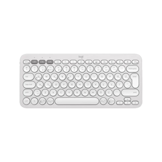 LOGITECH K380S, Pebble Keys 2,  Beyaz, 920-011860, Bluetooth, Türkçe, Q, Multimedya, Mini Klavye
