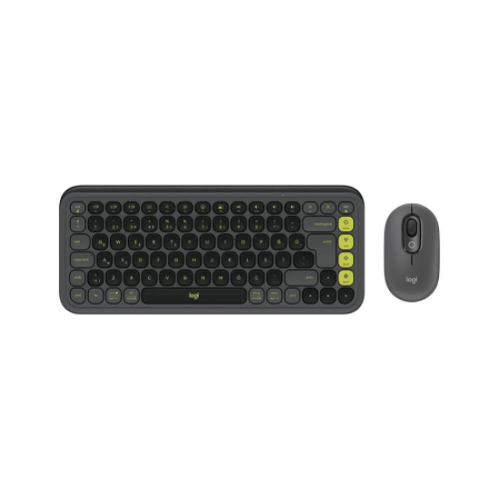 LOGITECH POP ICON COMBO, Siyah-Yeşil, 920-013075, Kablosuz, Türkçe Q, Klavye Mouse Set