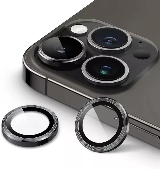 16 Pro / 15 Pro / 14 Pro / 16 Pro Max / 15 Pro Max / 14 Pro Max - Kamera Lens Koruyucu (Siyah)