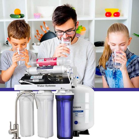 aQuality 6 Aşamalı Su Arıtma Cihazı Pompalı - 12 Lt / 3.2G Metal - Lüks Tek Kollu Musluk