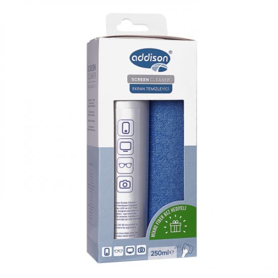 ADDISON 300871, Ekran Temizleyici Sprey 250ml. Microfiber Bez ile Birlikte ADDISON 300871, Ekran Temizleyici Sprey 250ml. Microfiber Bez ile Birlikte