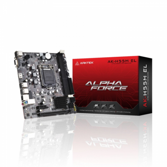 ARKTEK ALPHA FORCE, AK-H55M EL, 2xDDR3, D-SUB, HDMI, 1.Nesil, LGA1156 Soket, Anakart