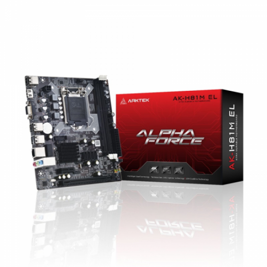 ARKTEK ALPHA FORCE, AK-H81M EL, 2xDDR3, M.2, D-SUB, HDMI, 4.Nesil, LGA1150 Soket, Anakart