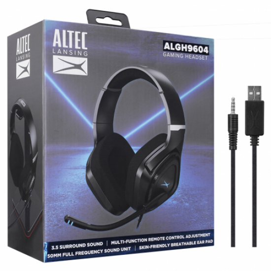 Altec Lansing ALGH9604, Siyah, PS4/XBOX/Mobil  Uyumlu, USB+3.5mm, Rainbow Aydınlatma, USB Kablolu, Gaming Mikrofonlu Kulaklık