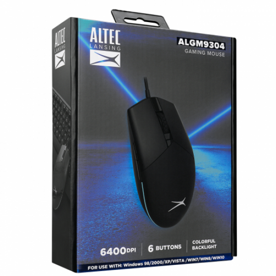 Altec Lansing ALGM9304, Siyah, Led Aydınlatma ,  6400DPI, USB Kablolu, Optik, Gaming Mouse