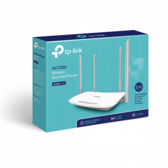 TP-LINK ARCHER C50, AC1200, 4Port, 867Mbps, Dual Band WiFi, Masaüstü, Megabit, Router, Access Point, Range Extender