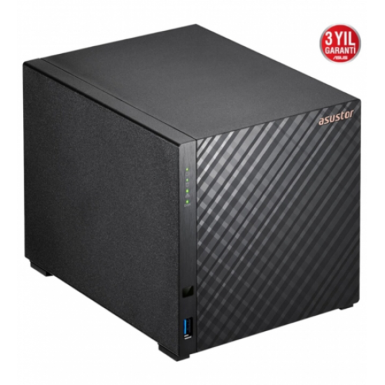 ASUSTOR AS1104T, 1Gb DDR4 Ram, 4 Yuvalı (4x22TB Destek), 1x2.5GbE Network, 2xUSB 3.2, Tower NAS (Yedekleme) Cihazı