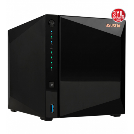 ASUSTOR AS3304T, 2Gb DDR4 Ram, 4 Yuvalı (4x22TB Destek), 1x2.5GbE Network, 3xUSB 3.2, Tower NAS (Yedekleme) Cihazı