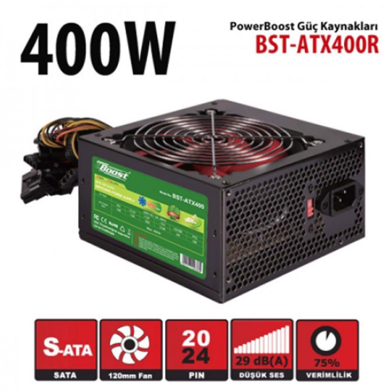 BOOST BST-ATX400R Reel 400W, Sata, 12cm Fan,  BOX PSU