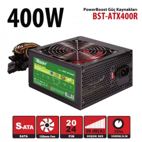 PowerBoost BST-ATX400R 400W, Sata, 12cm Fan,  BOX PSU