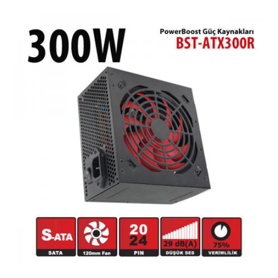 PowerBoost BST-ATX300R 300W, Sata, 12cm Fan,  BOX PSU