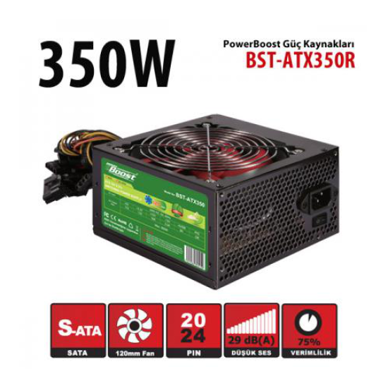 PowerBoost BST-ATX350R 350W, Sata, 12cm Fan,  BOX PSU