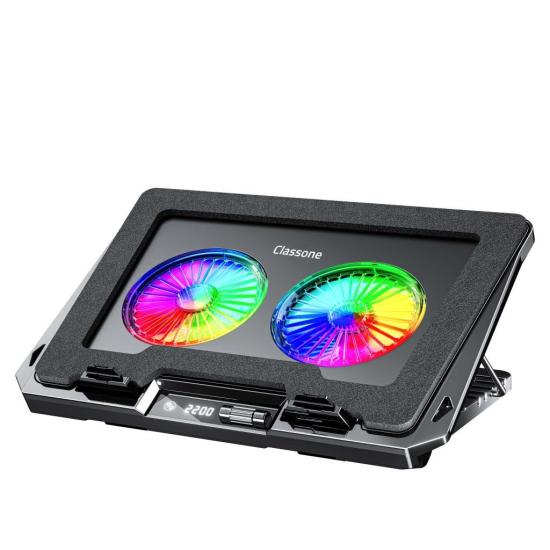 Classone GT102 Gaming Laptop Soğutucu, 2200rpm , Rgb Işıklı , Led Display , Notebook Soğutucu Stand