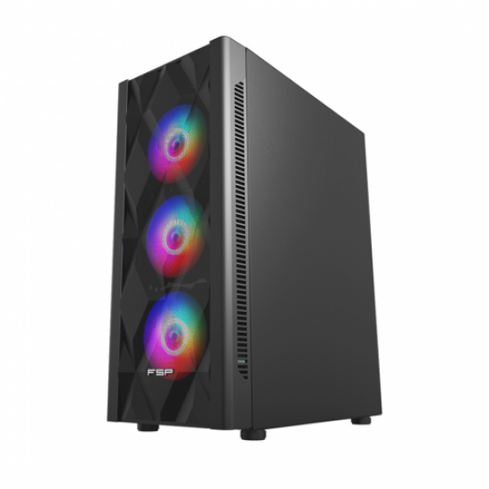 FSP CMT395A Mid Tower, 650W 80+ Bronze, Siyah, Temperli Cam, RGB, ATX GAMING KASA