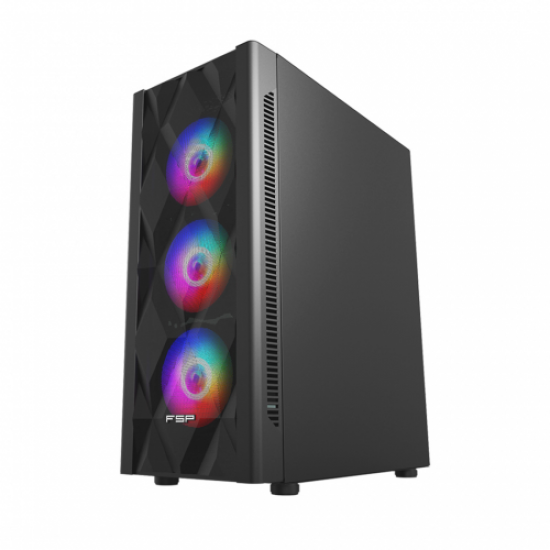 FSP CMT395A Mid Tower, 750W 80+ Bronze, Siyah, Temperli Cam, RGB, ATX GAMING KASA