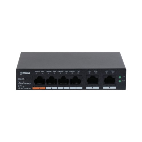 DAHUA CS4006-4GT-60, 4 Port, Gigabit, 4 Port PoE, 60W, + 2 Port Uplink, Cloud Yönetilebilir, Switch