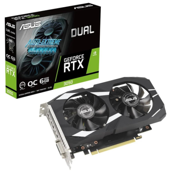 ASUS DUAL-RTX3050-O6G, 6GB, GDDR6, 96Bit, 1xHDMI, 1xDP, 1xDVI GAMING Ekran Kartı