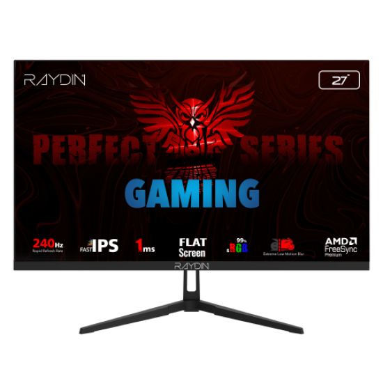 RAYDIN EC27DFI-240HZ, 27’’, 1ms, 240Hz, Full HD, HDMI, DP, IPS LED, Flat, Frameless, FreeSync Gaming Monitör