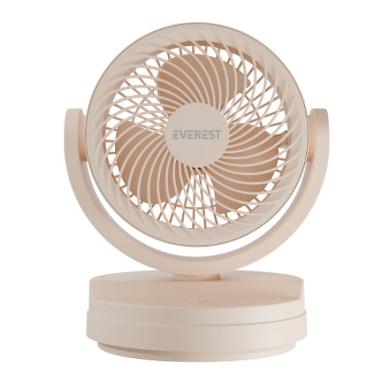 EVEREST EFN-509, KREM, 3 Kademeli Hız, 7’’Kanat, Masaüstü, Type-C Vantilatör