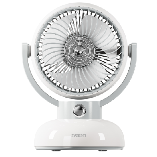 EVEREST EFN12, KREM, 3 Kademeli Hız, 4’’ Kanat, Masaüstü Kullanım, Taşınabilir, Dahili 1200mAh Bataryalı, USB Şarj Girişli, Vantilatör