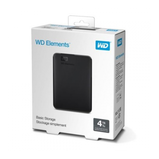 WD WDBU6Y0040BBK-WESN, Elements, 4TB, 2.5’’, USB3.0, Taşınabilir, Harici HDD, Siyah