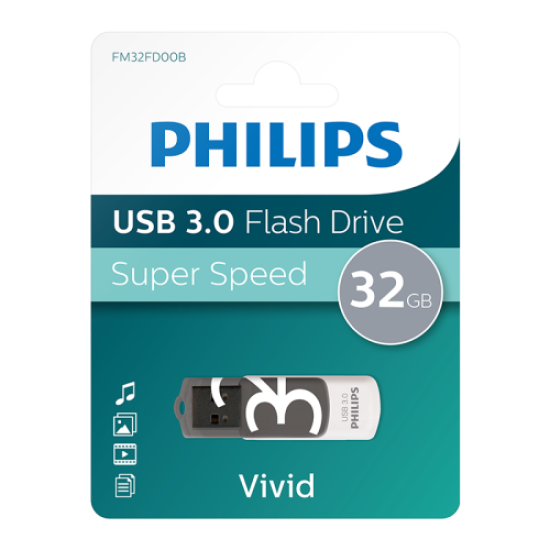 PHILIPS FM32FD00B, 32GB, USB 3.0, Vivid, Gölge Grisi, Flash Disk