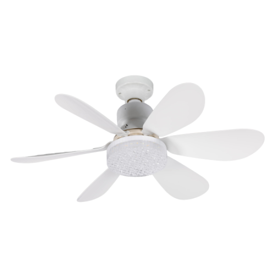FENY FN-F82, ZEFİRA Crystal, BEYAZ, 3 Kademeli Hız, 30W, 52cm Pervane Çapı, 3 Renk Işık, Ultra Sessiz, Tavan Vantilatörü, Kumandalı, Vantilatör