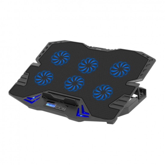 FRISBY FNC-5235ST 6 adet x 7cm Fan,  10’’-15.6’’ Gaming Notebook Soğutucu, 5 Kademeli Stand, 3 Farklı Program, Ayarlanabilir Hız, Mavi Ledli (Siyah)