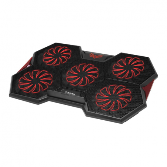 FRISBY FNC-5252B 5 adet x 14cm Fan, 10’’-17’’ Gaming Notebook Soğutucu, Ayarlanabilir Hız, 3 Kademeli Stand, Kırmızı Ledli (Siyah)