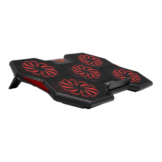 FRISBY FNC-5252B 5 adet x 14cm Fan, 10’’-17’’ Gaming Notebook Soğutucu, Ayarlanabilir Hız, 3 Kademeli Stand, Kırmızı Ledli (Siyah)
